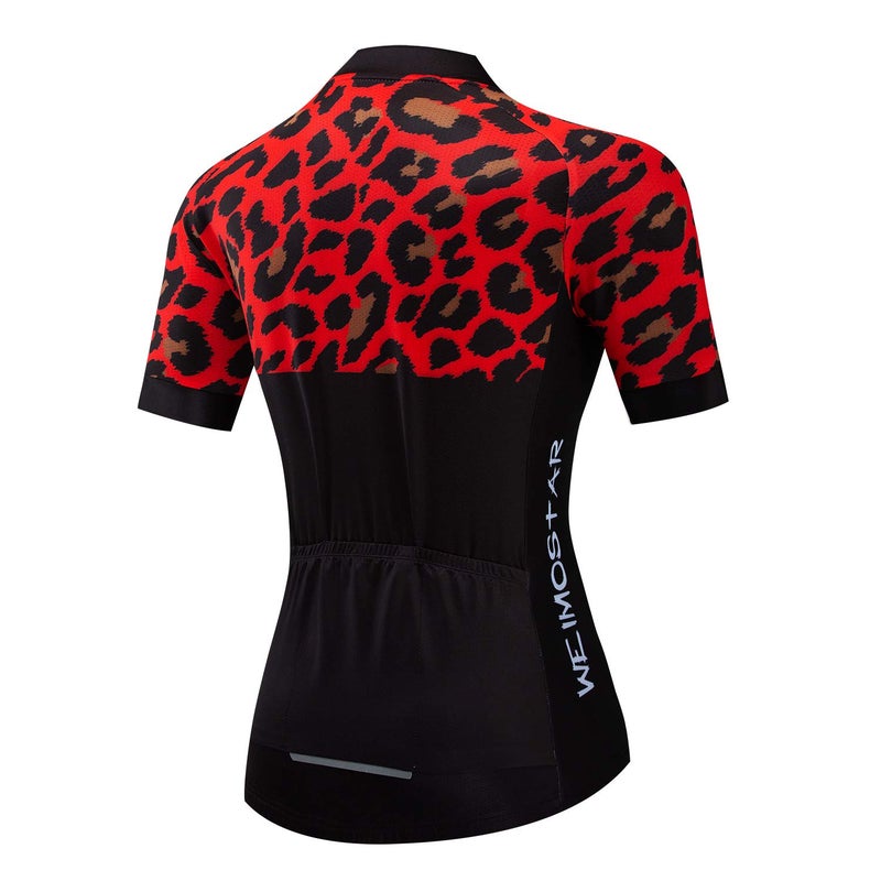 Weimostar Women's Cycling Jersey Short Sleeve Mountain Road Bike Jerseys Cycle Biking Shirt Ride Jacket Tops Red Size L - Image 2